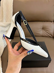 Kitlife Chanel Mary Janes Heel Shoes White Leather 85mm  - 5