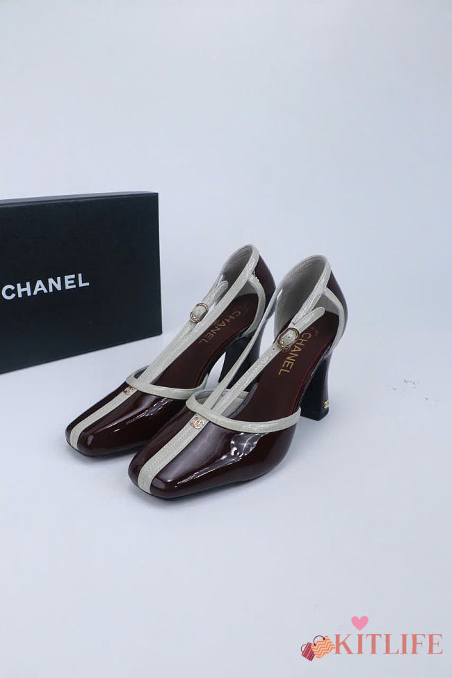 Kitlife Chanel Mary Janes Heel Shoes Burgundy Patent Leather 85mm  - 1
