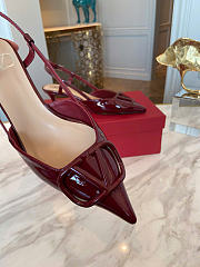 Kitlife Valentino VLogo Signature Burgundy Patent Leather Slingback Pump 40mm - 5