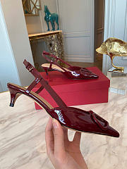 Kitlife Valentino VLogo Signature Burgundy Patent Leather Slingback Pump 40mm - 2