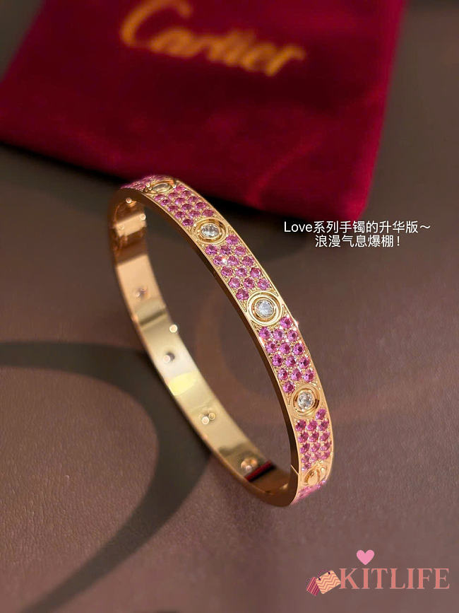 Kitlife Cartier Rose Dold, Diamond And Sapphire Classic Love Bracelet - 1