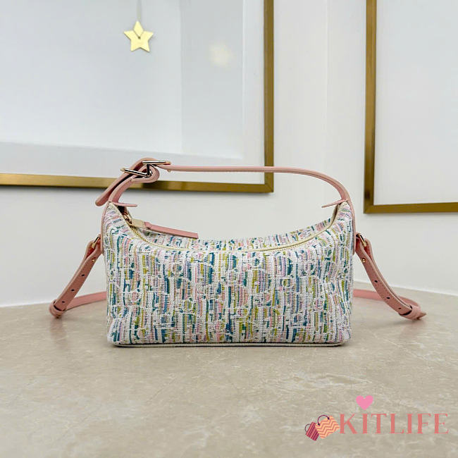 Kitlife Dior DiorTravel Nomad Pouch Multicolor Dior Oblique Pastel Jacquard 22x13x9.5cm  - 1