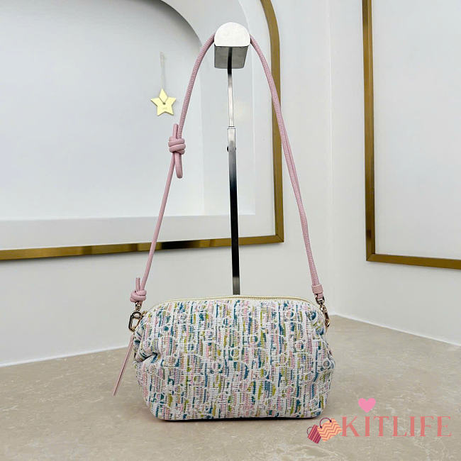 Kitlife Dior Bow Pouch Multicolor Dior Oblique Pastel Jacquard 20x11x8cm - 1