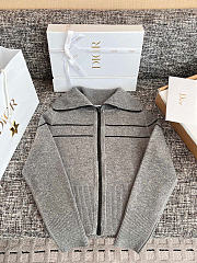 Kitlife Dior Reversible Hooded Cardigan Gray Cashmere-Blend Knit with Dior Oblique Motif - 1