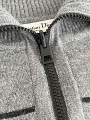 Kitlife Dior Reversible Hooded Cardigan Gray Cashmere-Blend Knit with Dior Oblique Motif - 6
