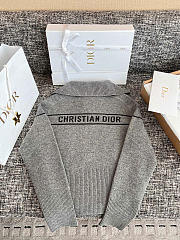 Kitlife Dior Reversible Hooded Cardigan Gray Cashmere-Blend Knit with Dior Oblique Motif - 5