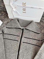 Kitlife Dior Reversible Hooded Cardigan Gray Cashmere-Blend Knit with Dior Oblique Motif - 3