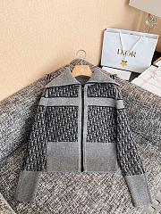 Kitlife Dior Reversible Hooded Cardigan Gray Cashmere-Blend Knit with Dior Oblique Motif - 4
