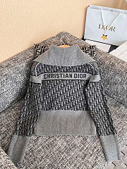 Kitlife Dior Reversible Hooded Cardigan Gray Cashmere-Blend Knit with Dior Oblique Motif - 2