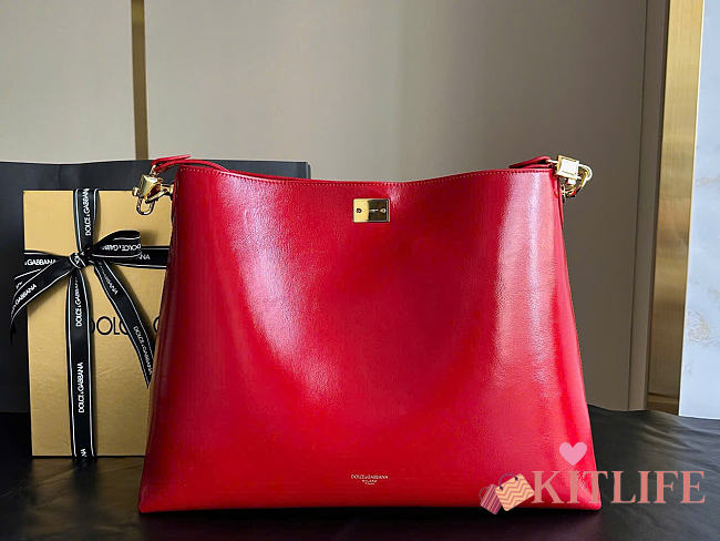 Kitlife Dolce & Gabbana Large Vittoria Calfskin Shoulder Bag Red 6425 40x15x30cm - 1