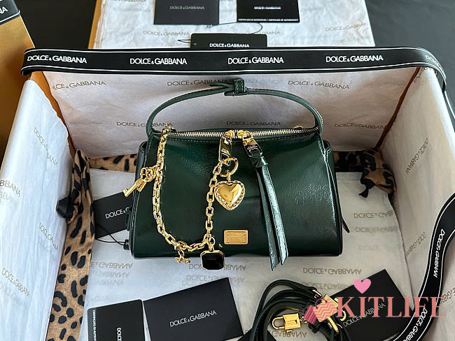 Kitlife Dolce & Gabbana Mini Vittoria Handbag Green With Charms 12x19.5x8.5cm - 1