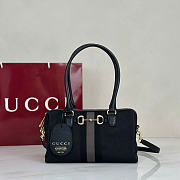 Kitlife Gucci Borsetto Medium Boston Bag Grey And Black GG Canvas 866732 28x15x10cm  - 1