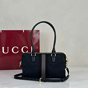 Kitlife Gucci Borsetto Medium Boston Bag Grey And Black GG Canvas 866732 28x15x10cm  - 5
