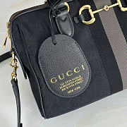 Kitlife Gucci Borsetto Medium Boston Bag Grey And Black GG Canvas 866732 28x15x10cm  - 3