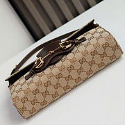 Kitlife Gucci Horsebit Ristretto Medium Shoulder Bag Beige & Dark brown GG Canvas A0020Y 26x4.5x14.5cm - 5