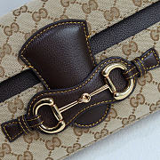 Kitlife Gucci Horsebit Ristretto Medium Shoulder Bag Beige & Dark brown GG Canvas A0020Y 26x4.5x14.5cm - 6