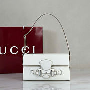Kitlife Gucci Horsebit Ristretto Medium Shoulder Bag White Leather A0020Y 26x4.5x14.5cm - 1