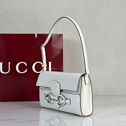 Kitlife Gucci Horsebit Ristretto Medium Shoulder Bag White Leather A0020Y 26x4.5x14.5cm - 2