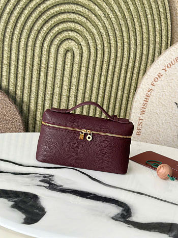 Kitlife Loro Piana Crossbody Bag Burgundy 19x7x12cm 
