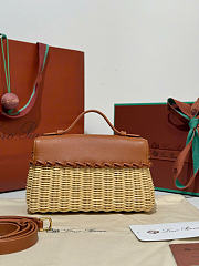 Kitlife Loro Piana Extra Pocket L19 East-West Wicker Bag Brown 19x11x7cm - 6