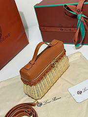 Kitlife Loro Piana Extra Pocket L19 East-West Wicker Bag Brown 19x11x7cm - 4