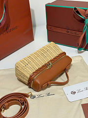Kitlife Loro Piana Extra Pocket L19 East-West Wicker Bag Brown 19x11x7cm - 3