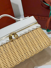 Kitlife Loro Piana Extra Pocket L19 East-West Wicker Bag White 19x11x7cm - 6