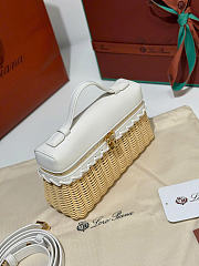 Kitlife Loro Piana Extra Pocket L19 East-West Wicker Bag White 19x11x7cm - 4