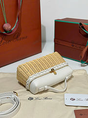 Kitlife Loro Piana Extra Pocket L19 East-West Wicker Bag White 19x11x7cm - 3
