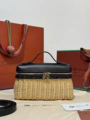 Kitlife Loro Piana Extra Pocket L19 East-West Wicker Bag Black 19x11x7cm  - 1