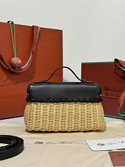 Kitlife Loro Piana Extra Pocket L19 East-West Wicker Bag Black 19x11x7cm  - 6