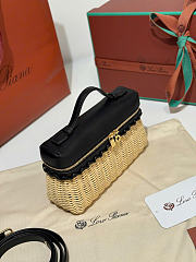 Kitlife Loro Piana Extra Pocket L19 East-West Wicker Bag Black 19x11x7cm  - 5