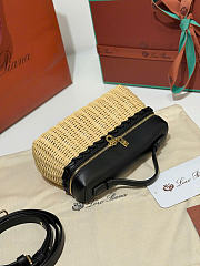 Kitlife Loro Piana Extra Pocket L19 East-West Wicker Bag Black 19x11x7cm  - 4