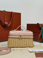 Kitlife Loro Piana Extra Pocket L19 East-West Wicker Bag Light Pink 19x11x7cm  - 1