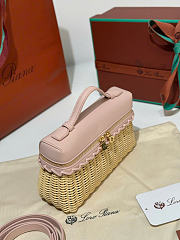 Kitlife Loro Piana Extra Pocket L19 East-West Wicker Bag Light Pink 19x11x7cm  - 5