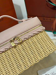 Kitlife Loro Piana Extra Pocket L19 East-West Wicker Bag Light Pink 19x11x7cm  - 2