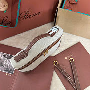 Kitlife Loro Piana Extra Pocket L19 Bag Natural Linen and Brown Leather 11x19x6.5cm - 6