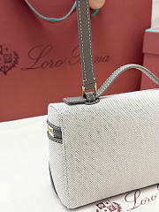 Kitlife Loro Piana Extra Pocket L19 Bag Natural Linen and Gray Leather 11x19x6.5cm  - 4