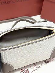 Kitlife Loro Piana Extra Pocket L19 Bag Natural Linen and Gray Leather 11x19x6.5cm  - 2