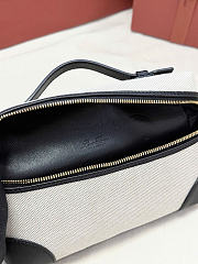 Kitlife Loro Piana Extra Pocket L19 Bag Natural Linen and Black Leather 11x19x6.5cm  - 2