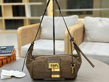 Kitlife Chloe Paddington Crossbody Bag In Taupe Suede Leather 29x18x18.5cm