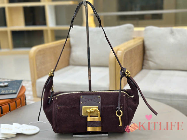 Kitlife Chloe Paddington Crossbody Bag In Dark Brown Suede Leather 29x18x18.5cm  - 1