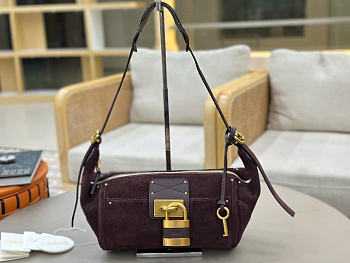 Kitlife Chloe Paddington Crossbody Bag In Dark Brown Suede Leather 29x18x18.5cm 