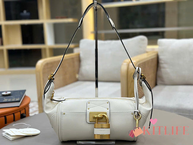 Kitlife Chloe Paddington Crossbody Bag In White Leather 29x18x18.5cm - 1