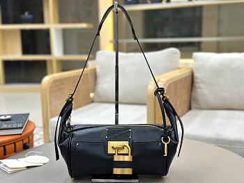 Kitlife Chloe Paddington Crossbody Bag In Black Leather 29x18x18.5cm 