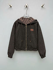 Kitlife Fendi Reversible Hooded Cropped Jacket Brown - 1