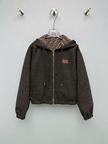 Kitlife Fendi Reversible Hooded Cropped Jacket Brown
