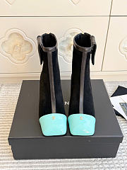 Kitlife Chanel Pocket Square-Toe Block-Heel Color-Block Ankle Boots Black & Green - 1