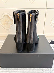 Kitlife Chanel Pocket Square-Toe Block-Heel Color-Block Ankle Boots Black & Green - 4