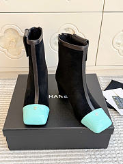 Kitlife Chanel Pocket Square-Toe Block-Heel Color-Block Ankle Boots Black & Green - 2
